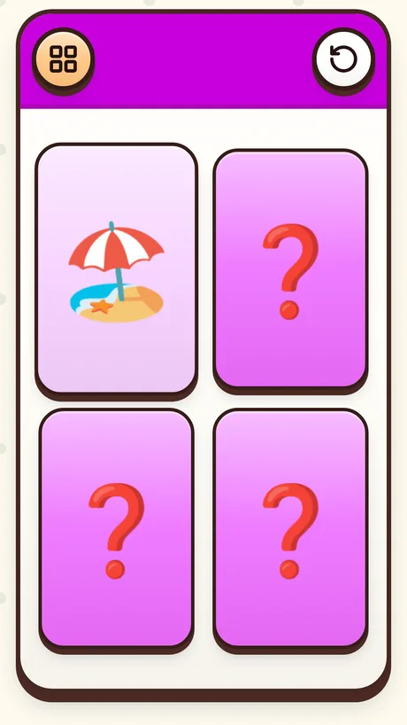 Memory match: turn two cards and find the pair