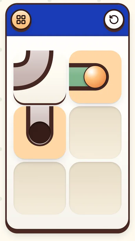 The marble run: turn the pipes so the marble can roll